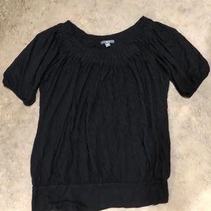 Black Pleated Neck Shirt